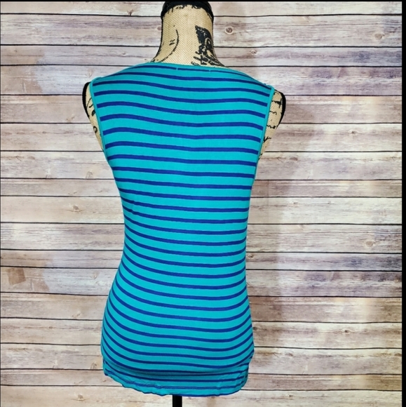 Design History Sleeveless Stripes Top Ruffle S - Picture 3 of 6